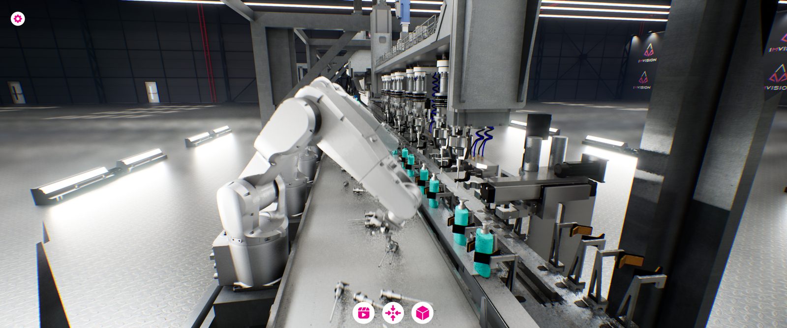 Robotic production line explored in real time