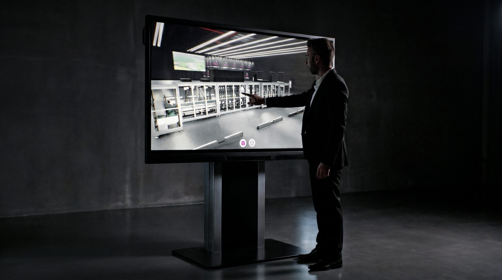 IMREPLICA on a large-format touchscreen totem