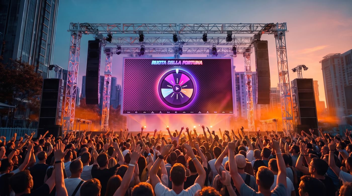 ONSTAGE live at an outdoor event — the crowd plays on the big screen